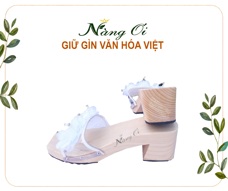 guốc mộc cao 5cm gót vuông dễ đi không sợ té